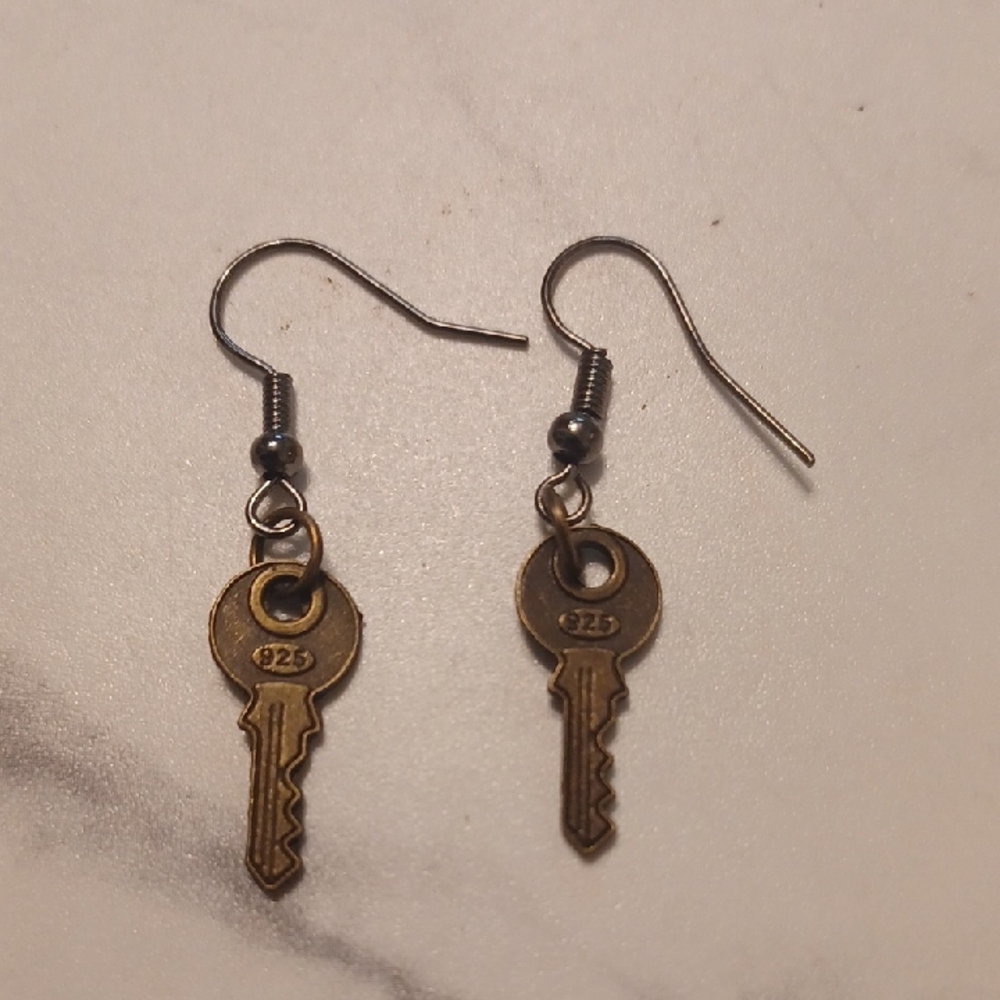 4/$40 New Bronze Key Pair of Earrings - Hand-Made (Assembled)